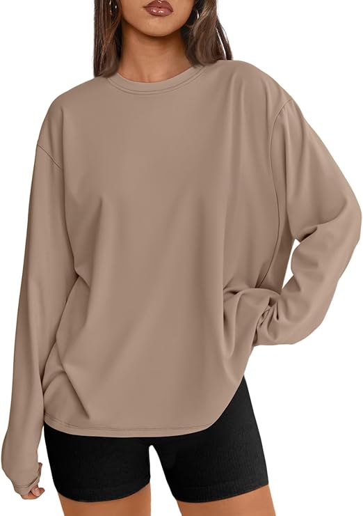 Trendy Queen Womens Oversized Long Sleeve T Shirt
